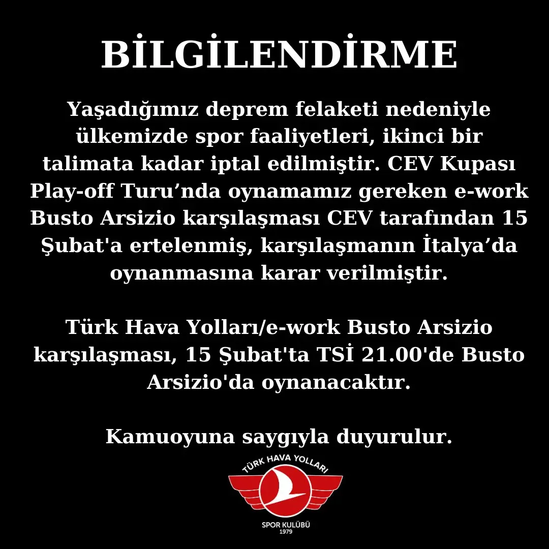 Türk Hava Yolları Ertelenen Maçlar Açıklama